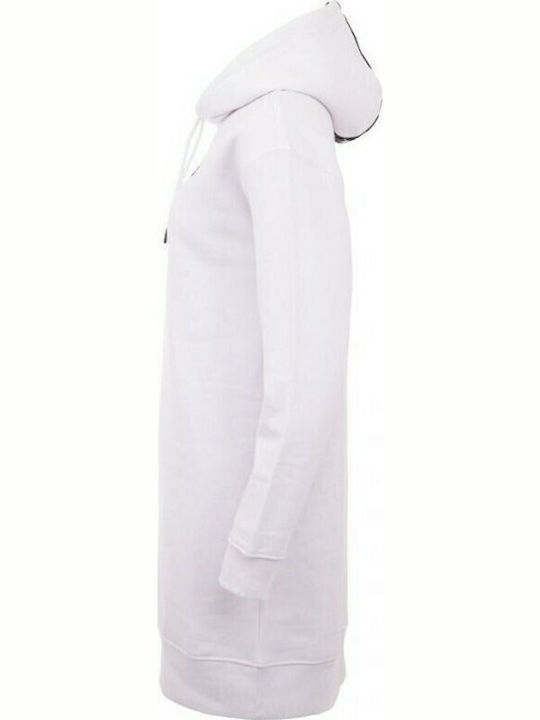 Jamala Mini Athletic Dress Long Sleeve Hooded White