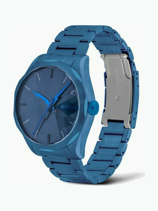 Police Raglan Ανδρικό Ρολόι 44mm Μπαταρίας με Μπλε Μεταλλικό Μπρασελέ
