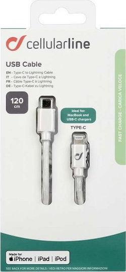 Cellular Line to USB-C to Lightning Cable Λευκό 1.2m (USBDATAC2LMFI1MW)