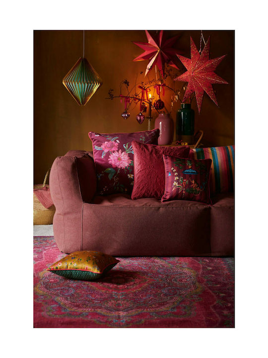 PiP Studio Μαξιλάρι Καναπέ Fleur Grandeur από Βελούδο Κόκκινο 60x60εκ.