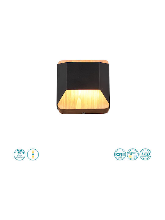 Trio Lighting Arino Μοντέρνο Φωτιστικό Τοίχου με Ενσωματωμένο LED και Θερμό Λευκό Φως Μαύρο 12x12εκ.