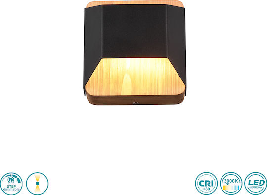 Trio Lighting Arino Modern Leuchte Wand mit Integrierter LED und Warmweißes Licht Schwarz 12x12cm