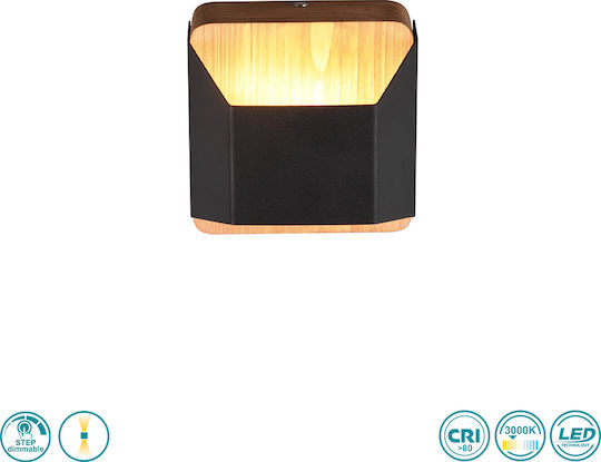 Trio Lighting Arino Modern Leuchte Wand mit Integrierter LED und Warmweißes Licht Schwarz 12x12cm