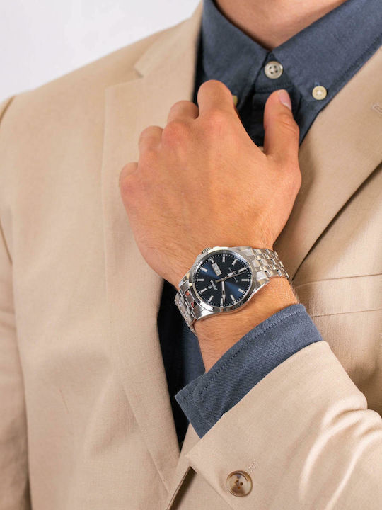 Festina Ανδρικό Ρολόι 40mm Μπαταρίας με Ασημί Μεταλλικό Μπρασελέ