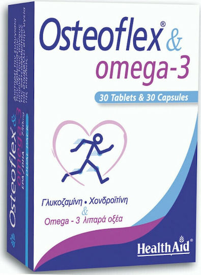Health Aid Osteoflex & Omega 3 Supplement for Joint and Bone Health 30 Tablets 30 Capsules