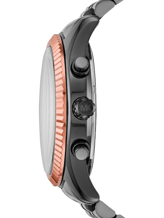 Michael Kors Lexington Ανδρικό Ρολόι 45mm Χρονογράφος Μπαταρίας με Μαύρο Μεταλλικό Μπρασελέ