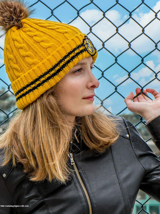 Cinereplicas Harry Potter Hufflepuff Beanie Cap with Braid Yellow