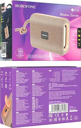 Borofone BR18 Sports Bluetooth-Lautsprecher 5W mit Radio und Akkulaufzeit bis zu 2 Stunden Rosa