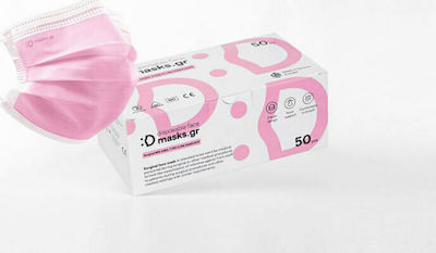 masks.gr Disposable Surgical Mask Type II Pink 50pcs