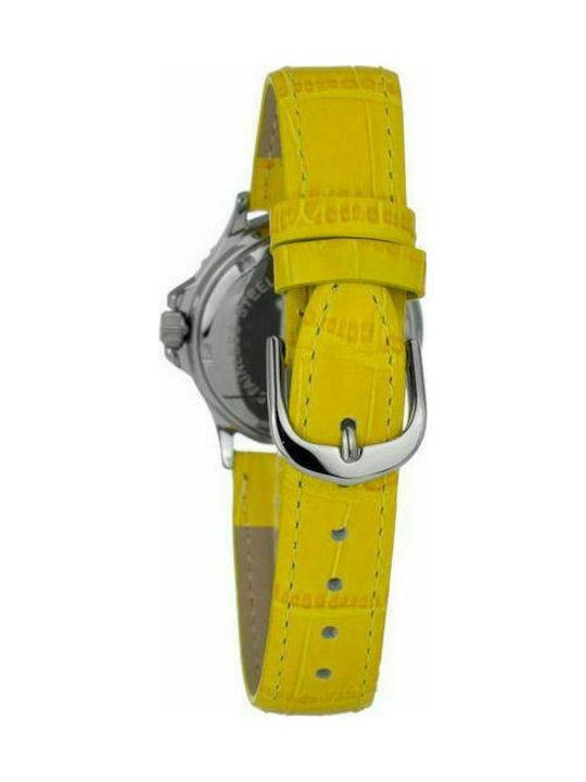 Justina Uhr Chronograph mit Gelb Lederarmband 32552Y