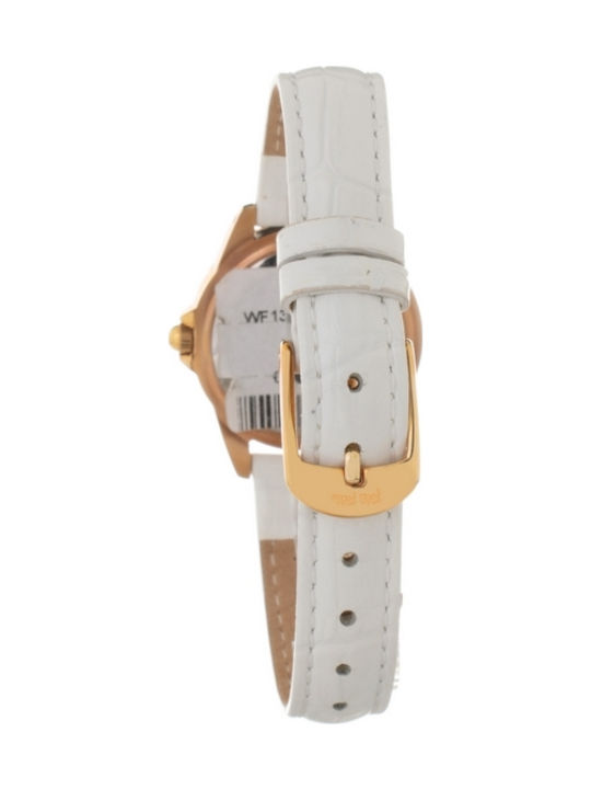 Folli Follie Watch with White Leather Strap