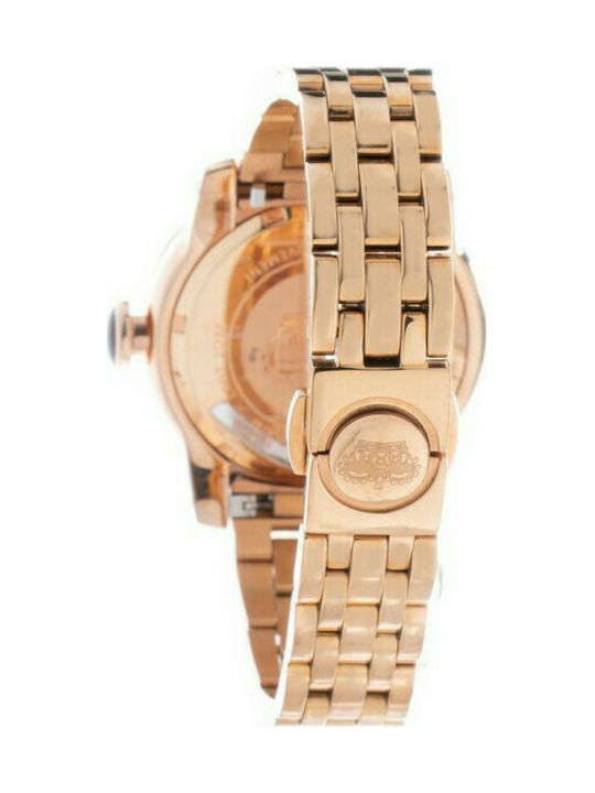 Glam Rock Watch with Pink Gold Metal Bracelet