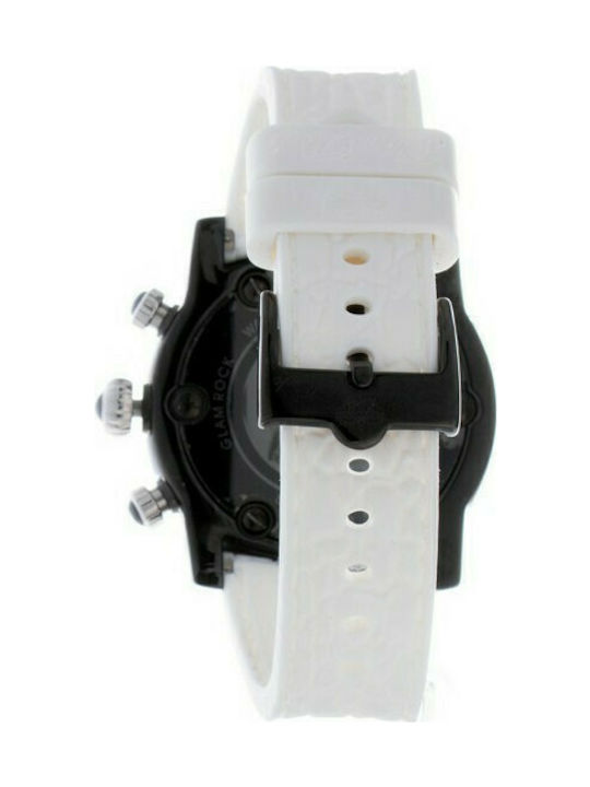 Glam Rock Watch Chronograph with White Leather Strap