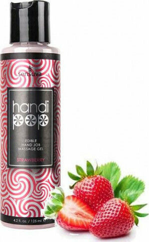 Sensuva Handi Pop Edible Hand Job Massage Gel Lubricant Strawberry 125ml