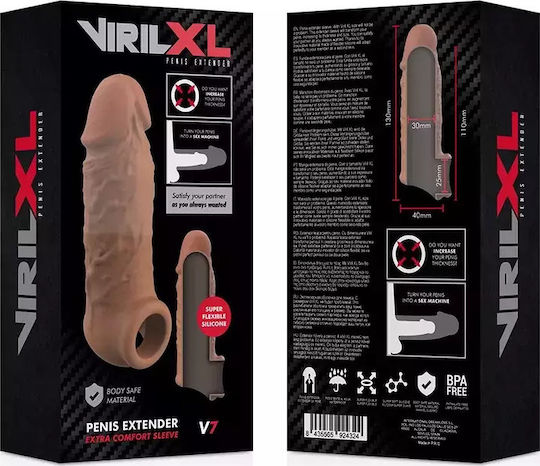 Dream Love VirilXL Penis Extender Extra Comfort Sleeve V7 Penis Extension Brown 11cm