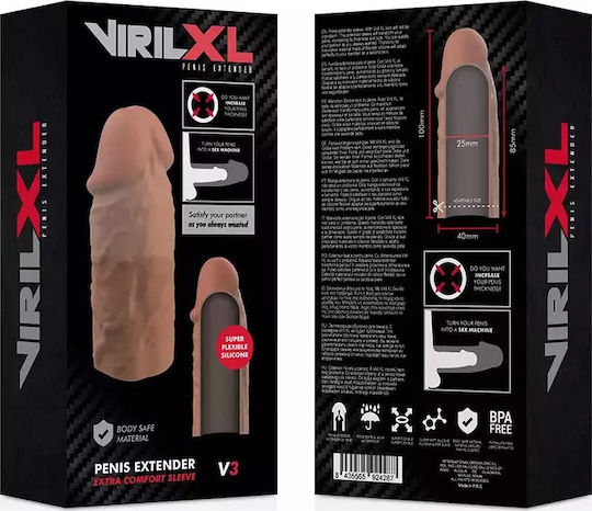 Dream Love VirilXL Penis-Verlängerung Extra Komfort Hülse V3 Pro Extension Penis Braune 8,5cm