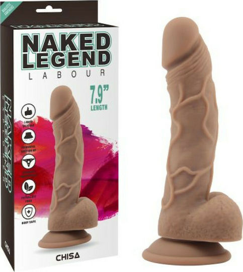 Chisa Novelties Naked Legend Labour Реалистично дилдо с Топки и Вендуза Кафяв 20см