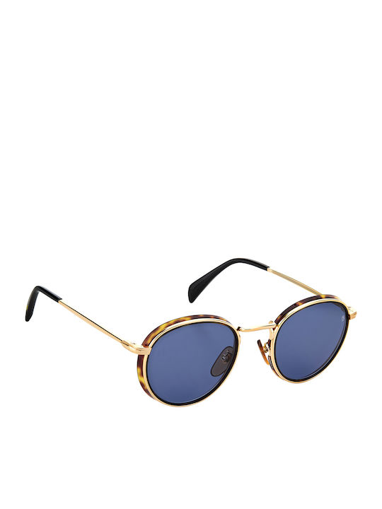 David Beckham Men's Sunglasses with Gold Metal Frame and Blue Lens