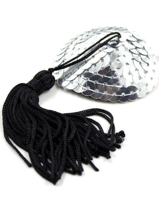 Fetish Addict Self Adhesive Heart Sequin Nipple Capace de sfârcuri Argintiu