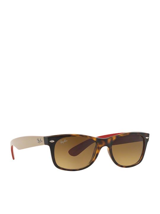 Ray Ban Wayfarer Унисекс Слънчеви очила с Златист Костенурка Рамка и Кафяв Градиент Леща RB2132 618185