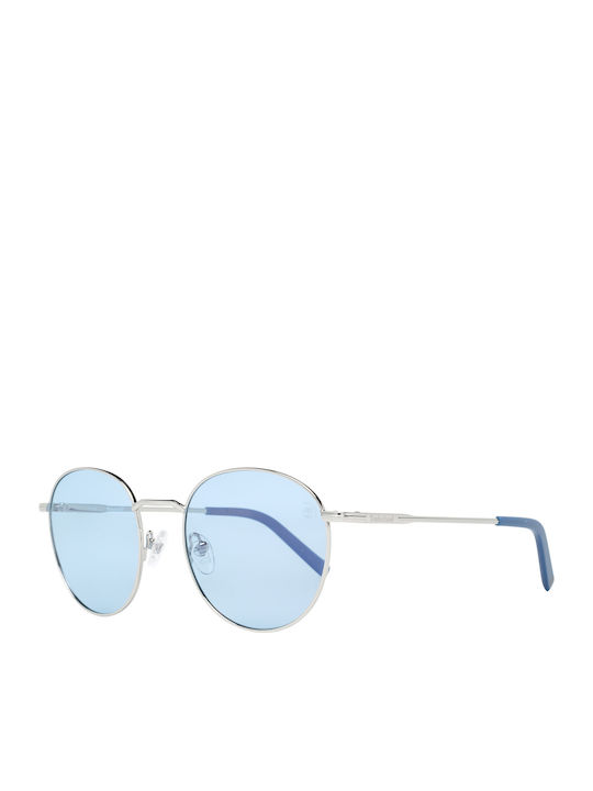 Timberland Men's Sunglasses with Silver Metal Frame and Light Blue Polarized Lens TB9180 20D