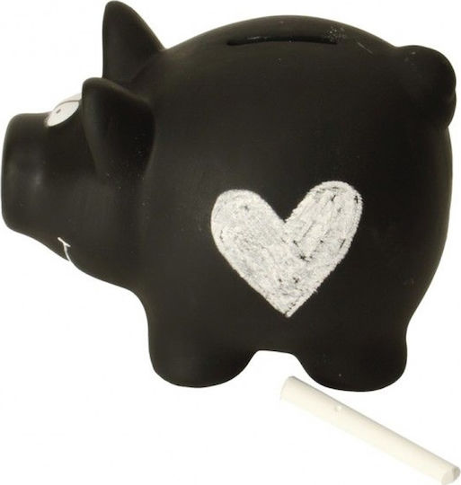 Best For Life Philosophy Piggy Chalkboard Money Box Ceramic Black 16x12cm