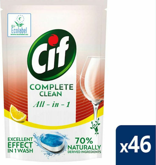 Cif Complete Clean All in 1 Eco-Friendly 46 Dishwasher Pods Λεμόνι