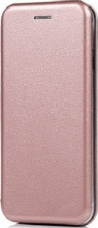 iNOS Curved M Folio Book Δερματίνης Ροζ Χρυσό (iPhone 8 Plus / 7 Plus)