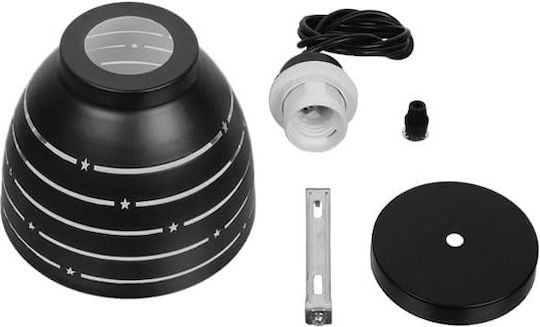GloboStar Line Stars Pendant Light Black Bell with Socket E27 12.5x12.5cm