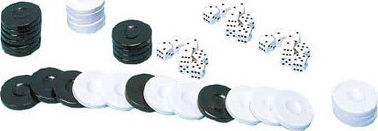 Remoundo Νο3 Set aus Spielsteinen & Würfeln für Backgammon