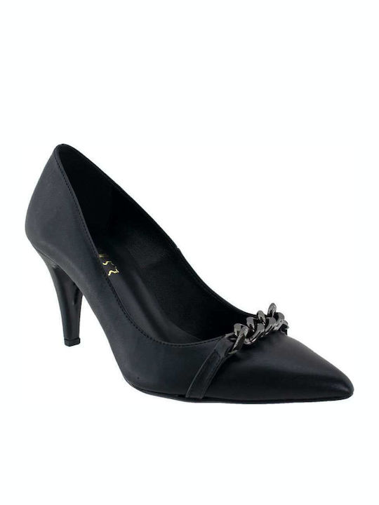 Ellen Leather Pointed Toe Black Heels -4