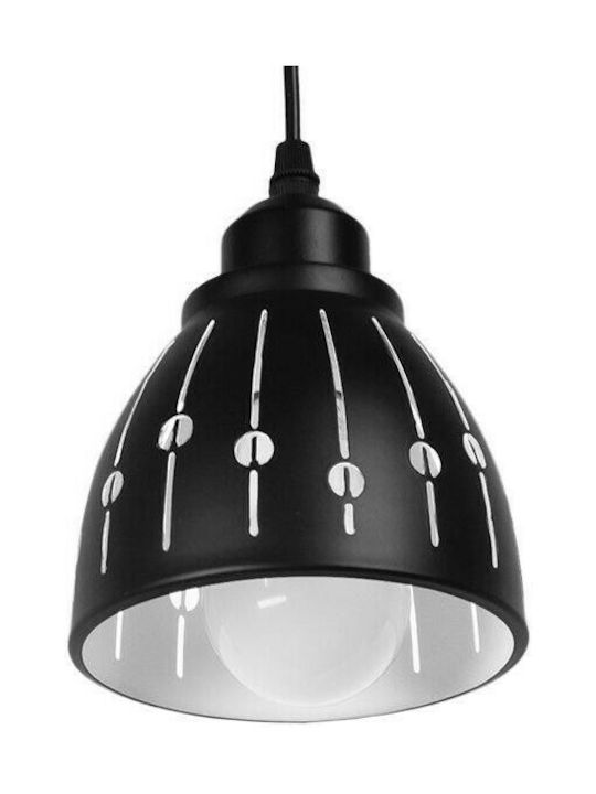 GloboStar Hunton Pendant Light Black Bell with Socket E27 12.5x12.5cm