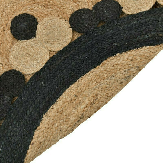 Inart Jute Rug Round Summer from Jute Natural - Black