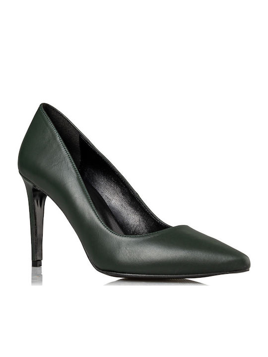 Leather Pointed Toe Stiletto Green High Heels