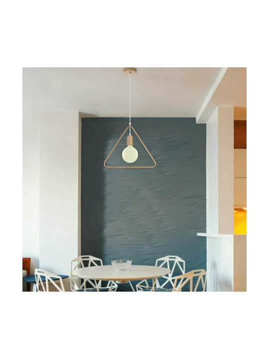 V-TAC Triangle Pendant Light Gold with Socket E27 32x32x135cm