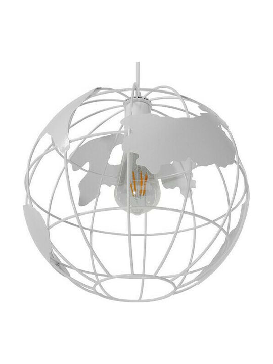 GloboStar Earth Μοντέρνο Κρεμαστό Φωτιστικό Μονόφωτο με Ντουί E27 σε Λευκό Χρώμα