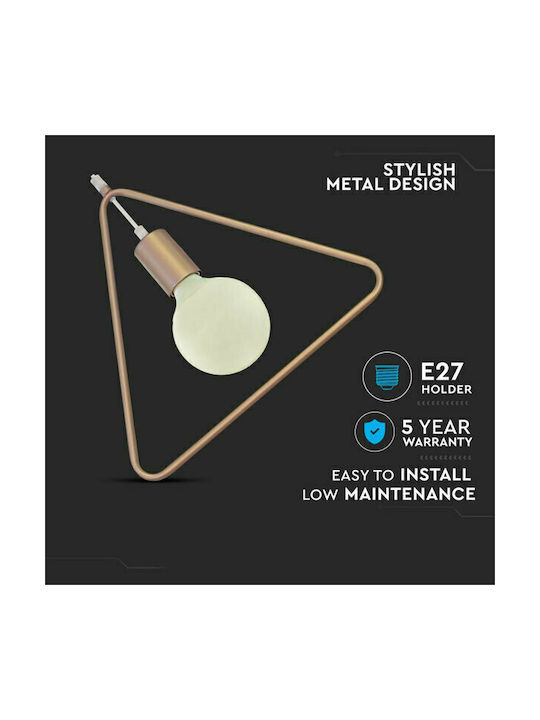 V-TAC Triangle Pendant Light Gold with Socket E27 32x32x135cm