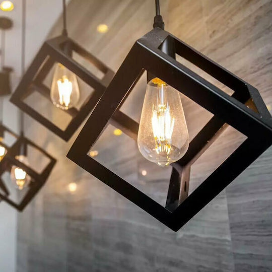 V-TAC Cube Κρεμαστό Φωτιστικό Μπρούτζινο Πλέγμα με Ντουί E27 22.5x22.5x125εκ.