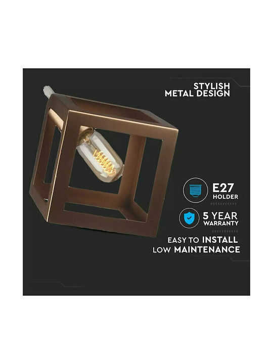 V-TAC Cube Pendant Light Bronze Grid with Socket E27 22.5x22.5x125cm