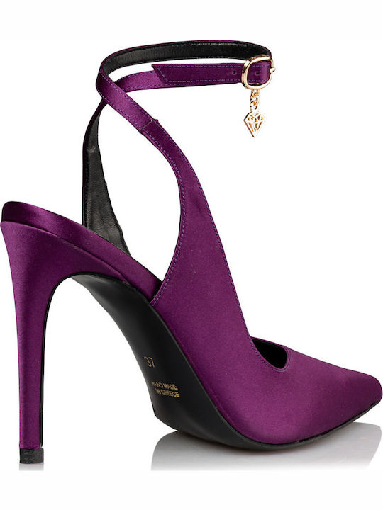 Pointed Toe Heel with Strap Purple M03-14482-41