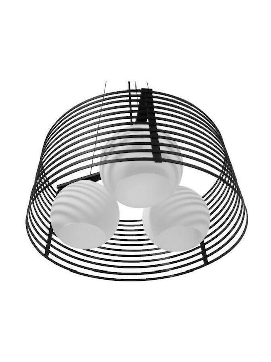 GloboStar Industrial Kevia Deckenleuchte Schwarz Raster mit Lampenbirnensockel E27 40x40x17.5cm