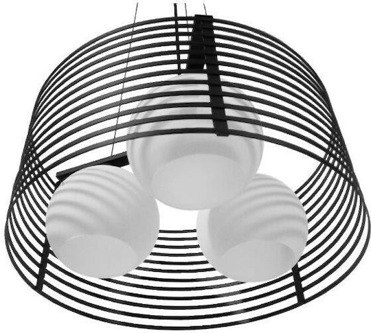 GloboStar Industrial Kevia Black Grid Pendant Ceiling Light with E27 Socket 40x40x17.5cm