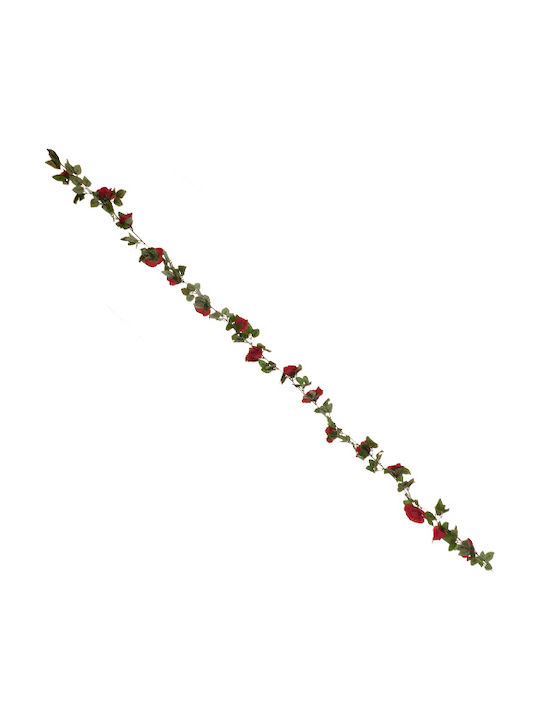 GloboStar Hängende Künstliche Pflanze Rose Rot 220cm 1Stück