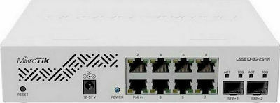 MikroTik CSS610-8G-2S+IN Managed L2 Switch with 8 Gigabit (1Gbps) Ethernet Ports and 2 SFP Ports