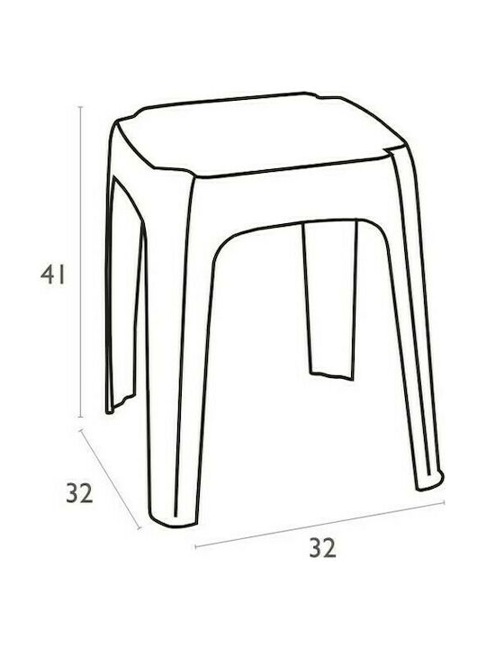 Plastic Stool Outdoor Luna Λευκό 1pcs 32x32x41cm