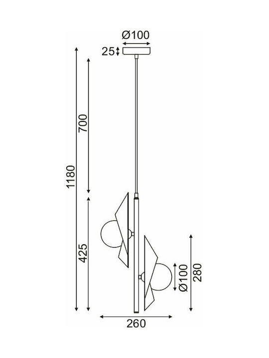 Aca Polygon Κρεμαστό Φωτιστικό Χρυσό με Ντουί G9 26x26εκ.