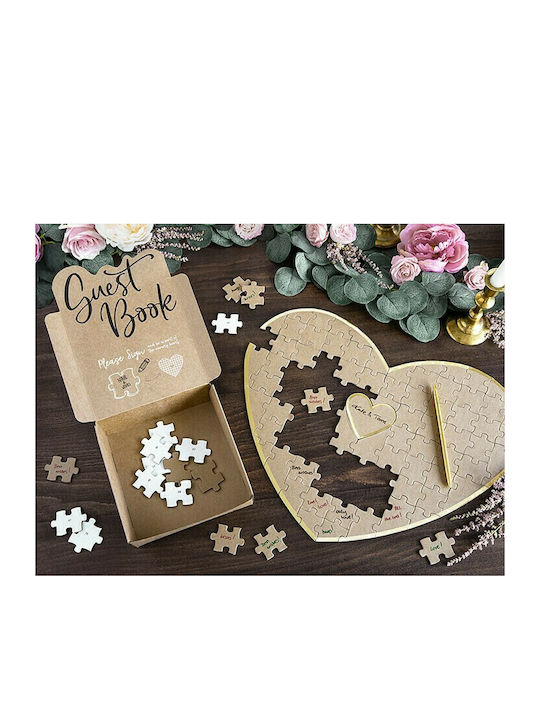 PartyDeco Puzzle Hochzeitswunschbuch Buch Beige 45 x 35.5cm