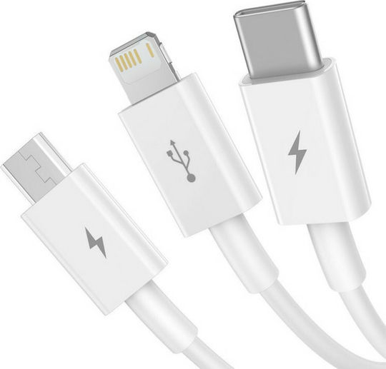 Baseus Superior Series Regular USB to Lightning / Type-C / micro USB 1.5m 3.5A Cable White (CAMLTYS-02)