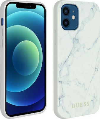 Guess Marble Plastic Back Cover White (iPhone 12 / 12 Pro)