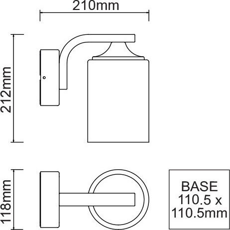 Aca Dareia Wall-Mounted Outdoor Shade Light E27 IP54 21x21.2x11.8cm